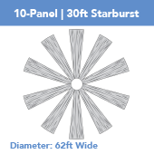 10-Panel Starburst 30ft Ceiling Draping Kit (62 Feet Wide)