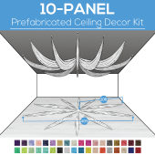 10 Panel Kit - Prefabricated Ceiling Drape Kit - 40ft Diameter - Select Drop, Fabric kind, and Color! Option for all Attachments!