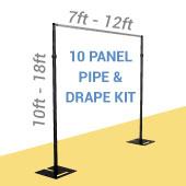 10-Panel Black Anodized Pipe and Drape Kit / Backdrop - 10-18 Feet Tall (Adjustable)