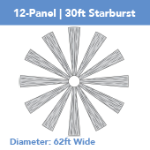 12-Panel Starburst 30ft Ceiling Draping Kit (62 Feet Wide)