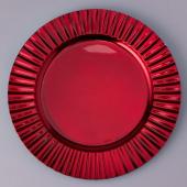 Decostar™ Plastic Charger Plate 13"- Shiny Foil Finish - Red - 24 Pieces