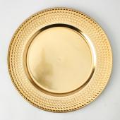 13" Plastic Charger Plate - E - 24 Pack - Gold