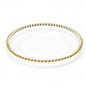 DECOSTAR™ 12.5in Plastic Charger Plate with Beaded Rim 12½" - Gold - 24 Pack