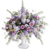 LUXE Pink & Purple Rose Pansies Hang Wisteria Mixed Table Centerpiece - 36 Inches