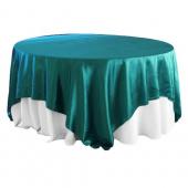 Sleek Satin Tablecloths 90" Square - Dark Turquoise
