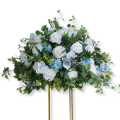 LUXE White & Blue Rose Green & Leaves Mixed Table Centerpiece - 32 Inches