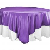 Sleek Satin Tablecloths 90" Square - Purple