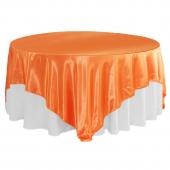 Sleek Satin Tablecloths 90" Square - Orange