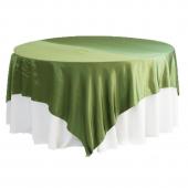Sleek Satin Tablecloths 90" Square - Willow Green