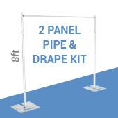 2-Panel Pipe and Drape Kit / Backdrop - 8 Feet Tall (Fixed)