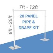 DELUXE-20 Panel Pipe and Drape Kit / Backdrop - 8-20 Feet Tall (Adjustable) Comes W/ 3 Piece Uprights for Maximum Height Adjustment