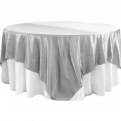 Sleek Satin Tablecloths 90" Square - Silver