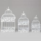 Decostar™ Metal Square Hexagon White Wedding Birdcage Set of 3 - White