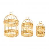 Metal Bird Cage - Sets of 3 - Gold
