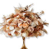 LUXE Golden & Blush Floral Mixed with Pampas Grass Table Centerpiece - Choose Your Size!