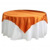 Sleek Satin Tablecloths 72" Square - Burnt Orange