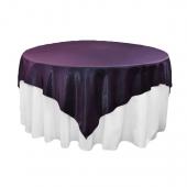 Sleek Satin Tablecloths 72" Square - Eggplant/Plum