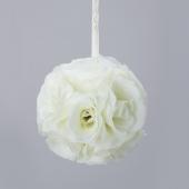Decostar™ Rose Silk Flower Pomander Kissing Ball 6"  - 12 Pieces - Ivory