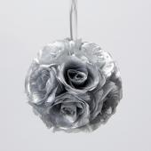 Decostar™ Rose Silk Flower Pomander Kissing Ball 6"  - 12 Pieces - Silver