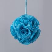 Decostar™ Rose Silk Flower Pomander Kissing Ball 6"  - 12 Pieces - Turquoise