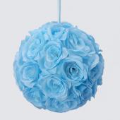 Decostar™ Rose Silk Flower Pomander Kissing Ball 10"  - Blue