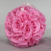 Decostar™ Rose Silk Flower Pomander Kissing Ball 10" - Pink