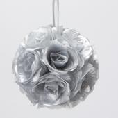 Decostar™ Rose Silk Flower Pomander Kissing Ball 10" - Silver