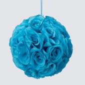 Decostar™ Rose Silk Flower Pomander Kissing Ball 10" - Turquoise