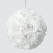 Decostar™ Rose Silk Flower Pomander Kissing Ball 10" - White