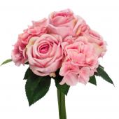 Decostar™ Artificial Rose & Hydrangea Bouquet 13 X 8" Pink