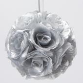 Decostar™ Rose Silk Flower Pomander Kissing Ball 12" - Silver
