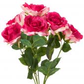 Decostar™ Artificial Deluxe Rose Large Flower Bush 20" - Fuchsia