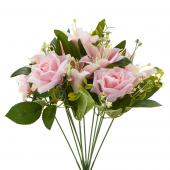 Decostar™ Artificial Rose and Lily Branch   Pink