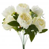 Artificial English Rose Bunch 18½" Ivory