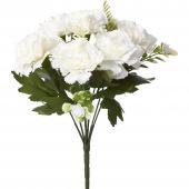 Artificial Carnation Flower Bunch - White