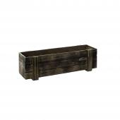 DECOSTAR™ 5in Smoked Rustic Natural Wood Planter Box w/ Removable Plastic Liners - Brown