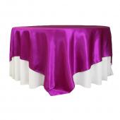Sleek Satin Tablecloths 90" Square - Magenta Violet