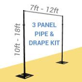 3-Panel Black Anodized Pipe and Drape Kit / Backdrop - 10-18 Feet Tall (Adjustable)