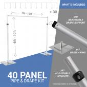 40-Panel Pipe and Drape Kit / Backdrop - 6-10 Feet Tall (Adjustable)