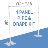 4-Panel Pipe and Drape Kit / Backdrop - 8 Feet Tall (Non-Adjustable)