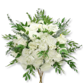 LUXE White Rose, Hydrangea & Greenery Mixed Table Centerpiece - Choose Your Size!