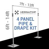Versatop™ 2.0® - DELUXE-4 Panel Pipe and Drape Kit / Backdrop - 6-14 Feet Tall (Adjustable) Comes W/ 3 Piece Uprights for Maximum Height Adjustment
