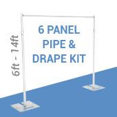 DELUXE-6 Panel Pipe and Drape Kit / Backdrop - 6-14 Feet Tall (Adjustable) Comes W/ 3 Piece Uprights for Maximum Height Adjustment
