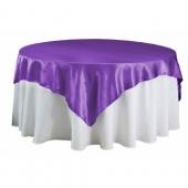 Sleek Satin Tablecloths 72" Square - Purple