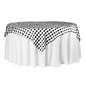 70" Square 175 GSM Polyester Checkered Tablecloth / Overlay - Black & White