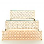 Decostar™ Crystal Square Cake Stand 3 Piece Set - Gold