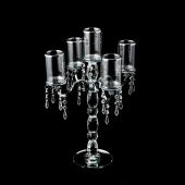 Decostar™ Crystal Candelabra 5 arm with Glass Cylinders 19½" - Silver