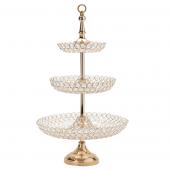 Decostar™ Crystal 3 Tier Cake Stand 26" - Gold