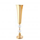 Decostar™ Gold Aluminum Trumpet Vase with Crystal - 26"