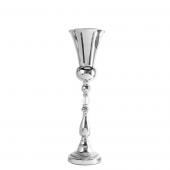 Decostar™ Silver Aluminum Trumpet Vase with Crystal - 23"